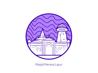 Layur Tower Mosque architecture building merch design mosque semarang vector art