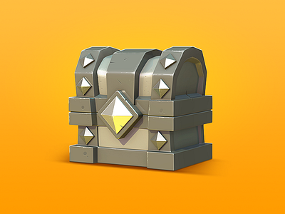 Iron Chest 2d 3d chest game icon illustration ios ui
