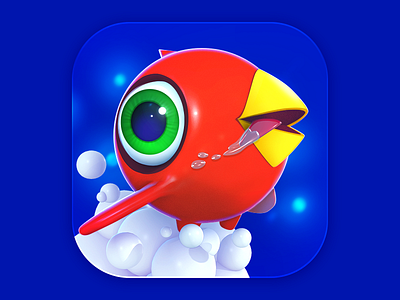 Red Bird 2d 3d bird game icon illustration ios ui