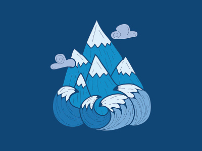 Mountain Water adventure blu blue cloud color design illustration logo mount mountain ocean pulcedesign vector water