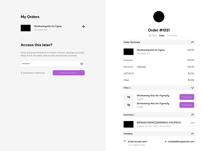 Order Page app design