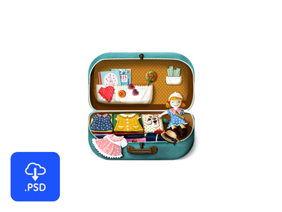 French suitcase icon - free psd