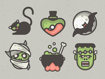 Halloween Icon Pack! 10 vector icons bat black cat difiz frankenstein halloween halloween icons love potion mummy night orio scary vector icons