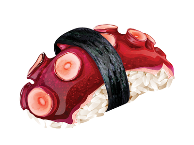 Squidward Sushi - vector illustration difiz food octopus rice roll seafood sexy squid sushi vector