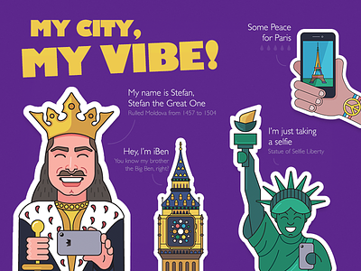My city, my vibe - stickers for Viber. chisinau iben iclock iwatch moldova new york paris statue of liberty viber