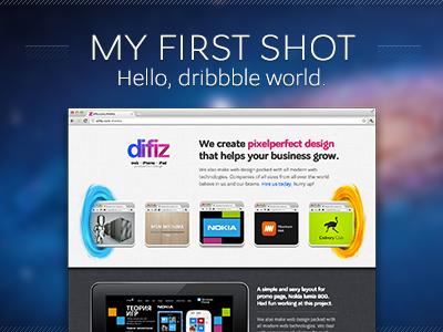 Hello, dribbble world. Nice to meet you. cool difiz dribbble first muntean nice sexy syoma