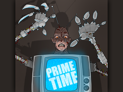 Welcome to Prime Time, B*tch! 80s art chuck russell digital art drawing dream warriors freddy freddy krueger horror houston houston artist illustration lowbrow nightmare nightmare on elm street primetime procreate robert englund television wes craven