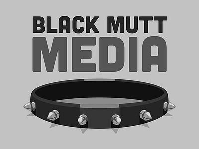 Black Mutt Media Logo collar dog grayscale illustration logo spikes