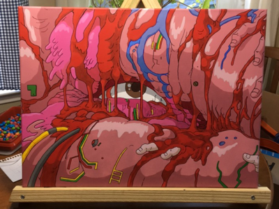 Losing Control akira analog anime art blood eye eyeball painting tetsuo