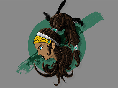 Native Girl feathers hair illustration native american