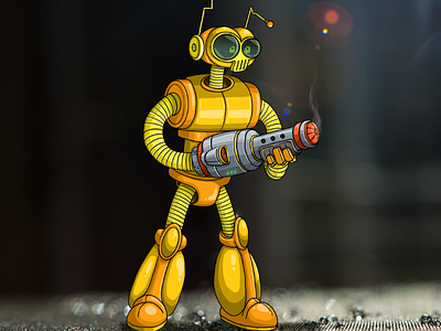 B.O.B alien bob illustration nintendo robot snes space funky bob video game video game art videogame videogameart yellow