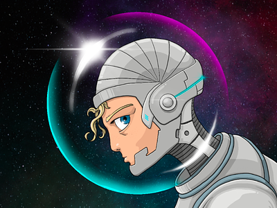The Cybernaut | a digital drawing astronaut cyberpunk digital art drawing illustration nasa scifi scifi art space space art space helmet space suit the cybernaut cybernaut