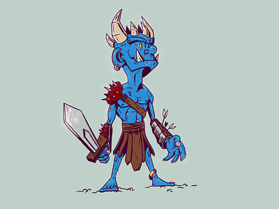 Troll Warrior art blue character color digitalart illustration photoshop troll