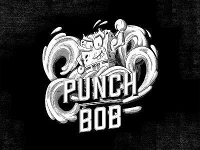 Punch Bob art drawing engraving illustration photoshop spongebob