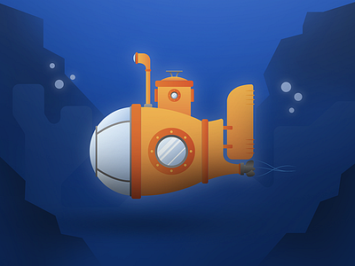 Submarine abyss blue illustrator submarine water