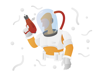 Space Trooper astronaut fiction minimalism orange pistol space trooper