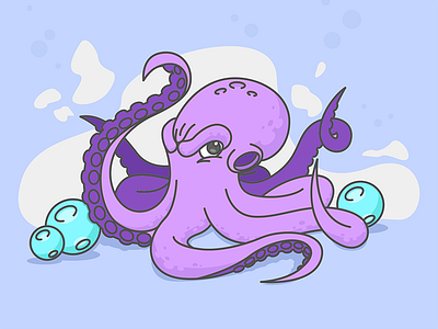 Hungry Octopus blue cartoon flatdesign illustrator octopus purple