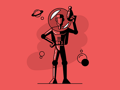 Astronaut 3 astronaut flat illustrator red space vector