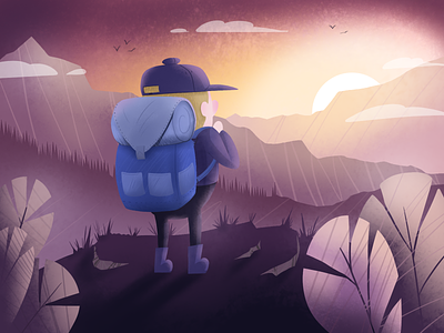 backpacker art backpacker design digital digital painting illustration illustrator landscape nature purple