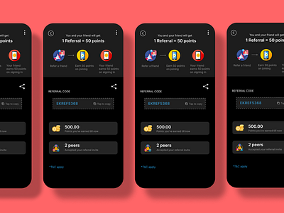 Referral page app branding design illustration login logo points referral page share ui ux vector