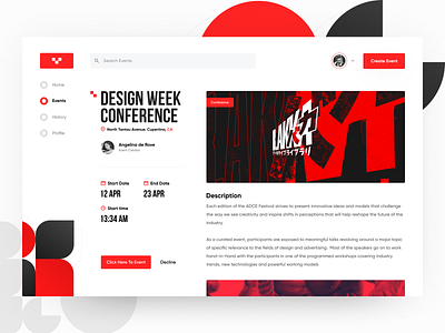 Online Events - Concept concept conference design details page event figma news preview red