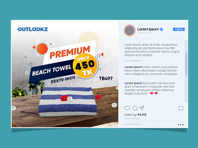 OUTLOOKZ branding creative ads design facebook graphic design instagram product promotion social media design towel ads