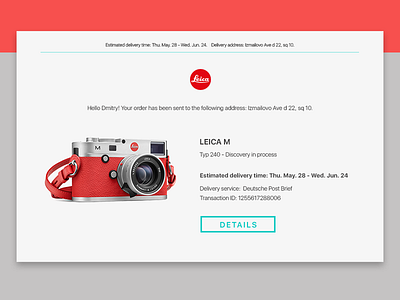 Daily UI Challenge 017 — Email Receipt dailyui dailyui017 emailreceipt interface leica ui uidesign userinterface ux uxdesign web
