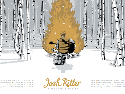 Josh Ritter Winter Warm-Up Tour Poster bonfire tour poster birch josh ritter screen print