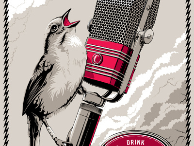 Legendary Giveback II Poster avett cheerwine legendary giveback ii microphone poster screen print sparrow