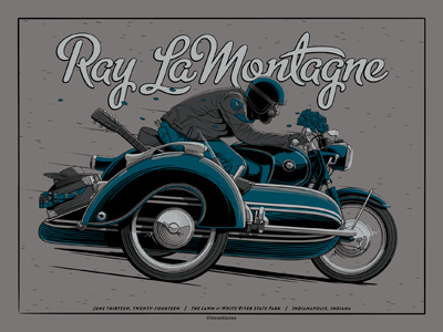 Ray LaMontagne Indianapolis, IN Poster indiana indianapolis motorcycle poster ray lamontagne screen print sidecar