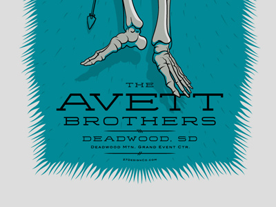 The Avett Brothers Deadwood, SD Poster avett deadwood poster rose screen print skeleton south dakota