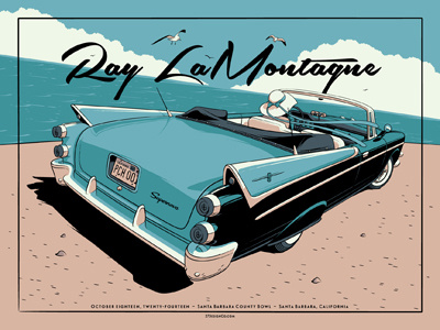 Ray LaMontagne Santa Barbara, CA Poster california gig poster pch ray lamontagne santa barbara screen print
