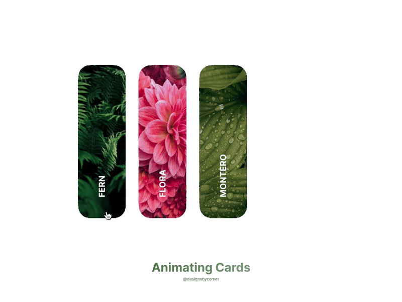 Animating Cards · Smart Animate animate cards app card animation cryptic comet design hover effect landing page smart animate ui ux ux design