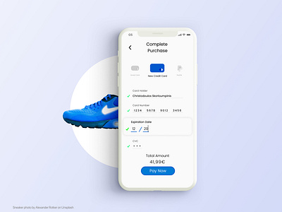Sneaker Store Checkout - Mobile UI Concept 2/2 100daychallenge 100dayproject 100dayuichallenge checkout creditcardui daily002 dailyui mobile app design