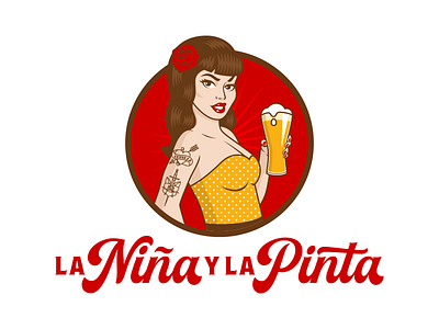 La Niña y La Pinta beer brand branding cerveza logo logotipo logotype pinup