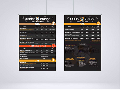 Price List Design for a Pet Grooming Shop