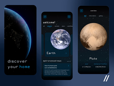 Space App animation app design graphic design interface mobile mobile app mobileui motion design planet purrweb space ui uiux universe ux