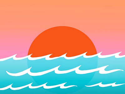 Sunsets beach drawing illustration ocean pool summer sunset waves