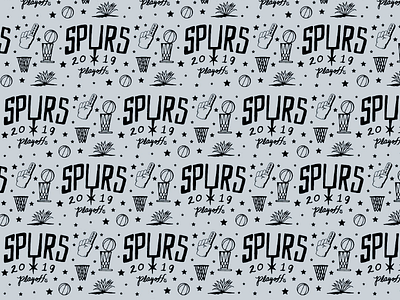 SPURS 2019 PLAYOFF PATTERN basketball illustration ink lettering nba san antonio spurs texas