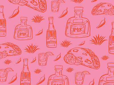 Tacos, Tequila, y Cerveza agave beer craft illustration pattern shots succulent taco tacos tequila