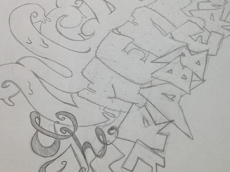 Juicy Lucy & The Meat Grabbers illustration concept typography sketch