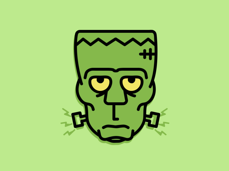 Frankenstein - two tone line art frankenstein illustration concept