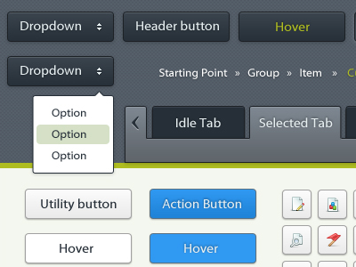 UI Styles buttons drop downs tabs things that click ui