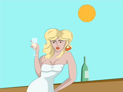Girl at a bar illustration vector
