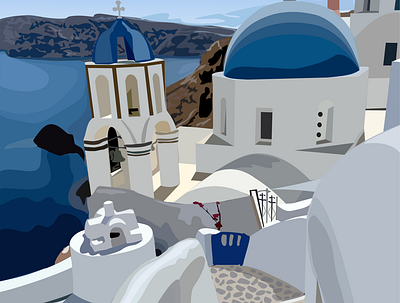 Santorini illustration clipart design graphic design illustration travel illustration vector