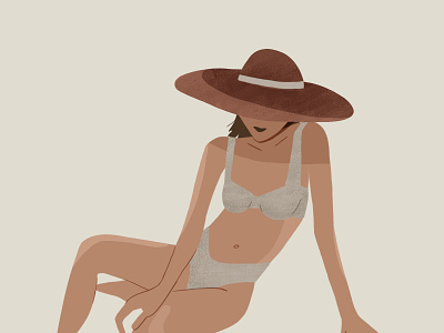 Summertime beach girl illustration