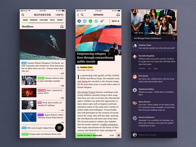 News app UI design appdesign colour palette graphicdesign ios layout live mockup newsapp prototyping sketchapp streaming ui uidesign userinterface ux wireframe