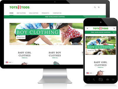TotsnTods-Shopify Dropshipping Store branding design dropshipping store ecommerce store graphic design logo shopify shopify store website design