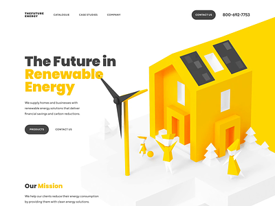 Renewable Energy Company 3D Animation animation animation 3d color design illustraion illustrations landing page renewable energy shakuro solar power ui user interface ux web design wind turbines