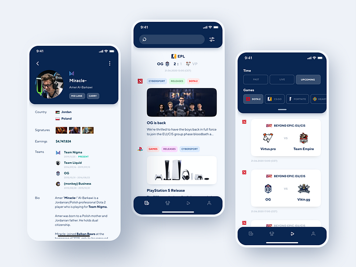 Cybersport Portal App Design by Shakuro on Dribbble